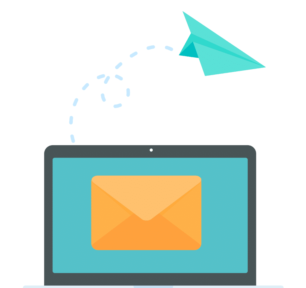 email icon on a laptop with a paper airplane